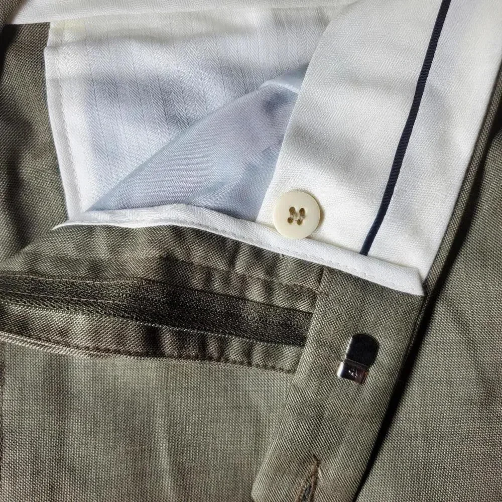 Men's Custom Tailored Cuffed Dress Pants Size 38x34 EUC Tan Beige Khaki